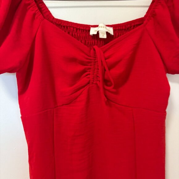Monteau Los Angeles Red Dress Size Small with Puffy Sleeves - Picture 5 of 8